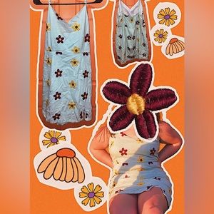 Embroidered floral mint green, body-con mini dress with slit details